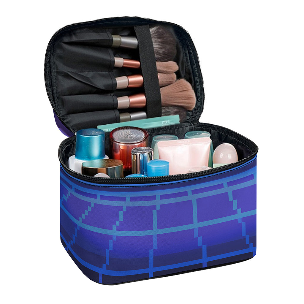 8-Bit Pixel Digital Landscape Print Travel Makeup Bag