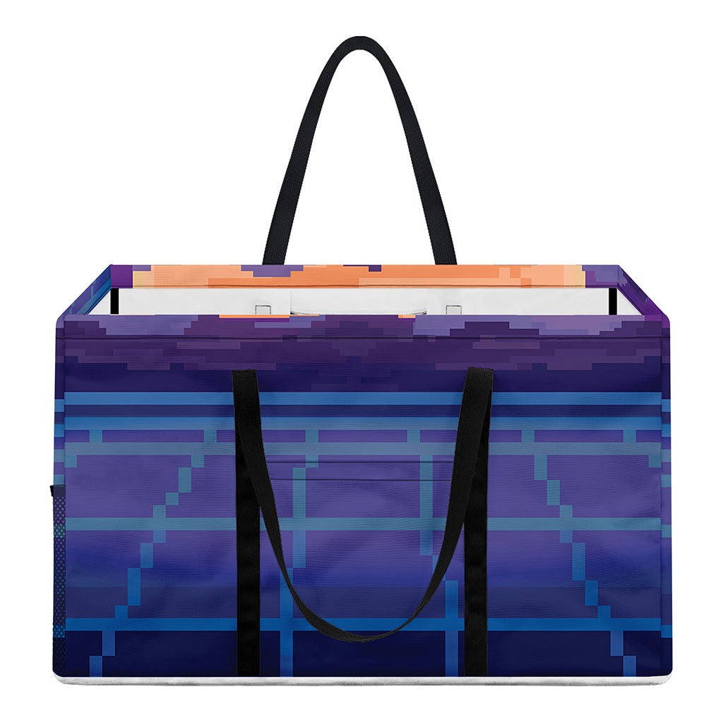 8-Bit Pixel Digital Landscape Print Utility Tote Bag
