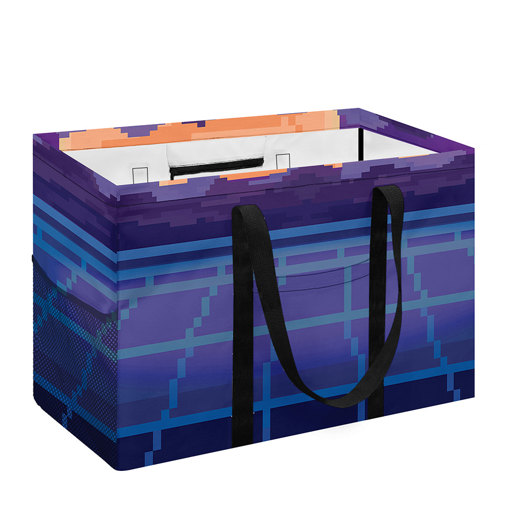 8-Bit Pixel Digital Landscape Print Utility Tote Bag
