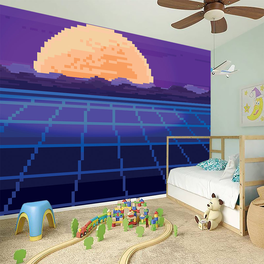 8-Bit Pixel Digital Landscape Print Wall Sticker