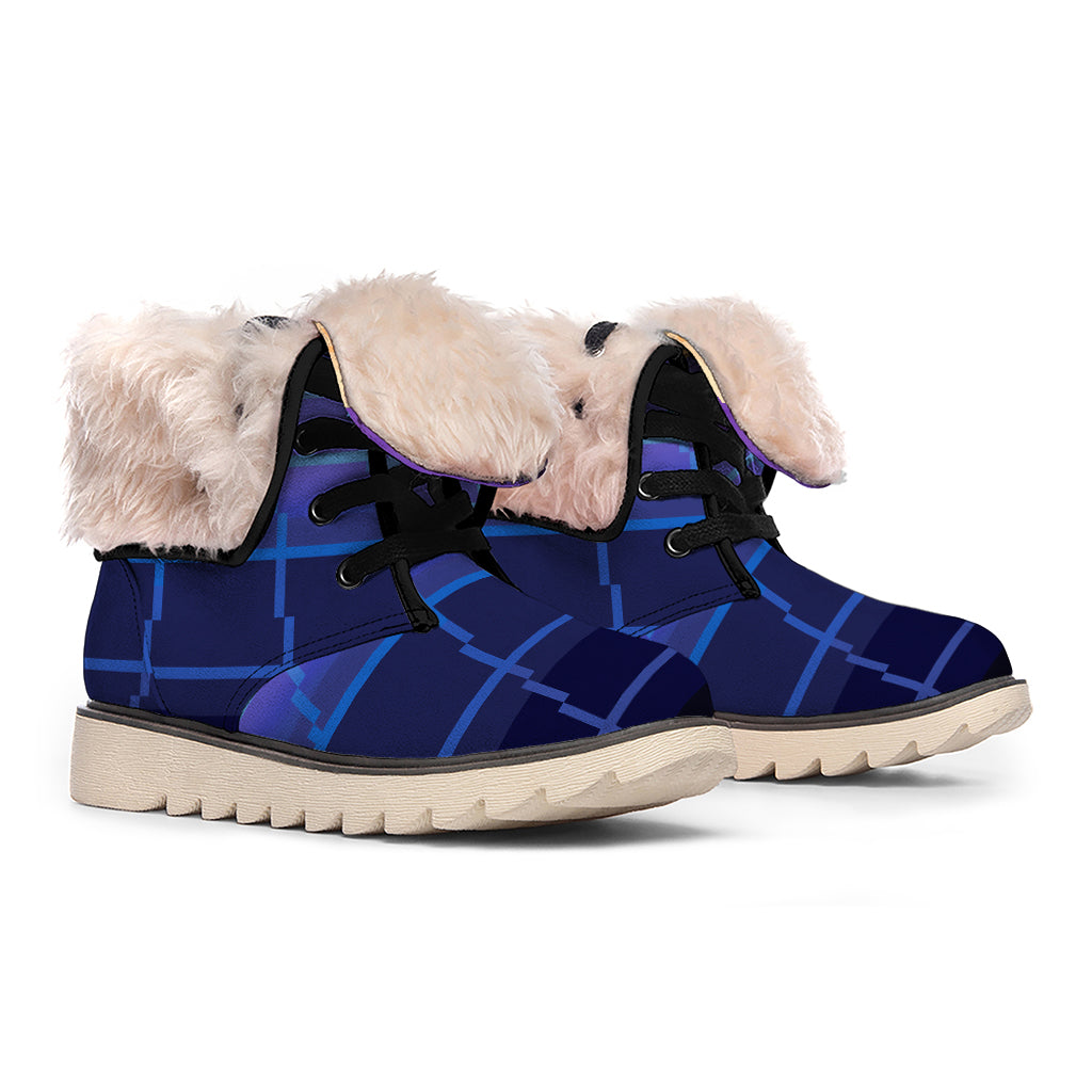 8-Bit Pixel Digital Landscape Print Winter Boots