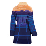 8-Bit Pixel Digital Landscape Print Women's Bathrobe