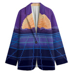 8-Bit Pixel Digital Landscape Print Women's Blazer