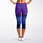 8-Bit Pixel Digital Landscape Print Women's Capri Leggings