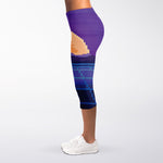 8-Bit Pixel Digital Landscape Print Women's Capri Leggings