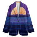 8-Bit Pixel Digital Landscape Print Women's Cotton Blazer