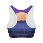 8-Bit Pixel Digital Landscape Print Women's Sports Bra