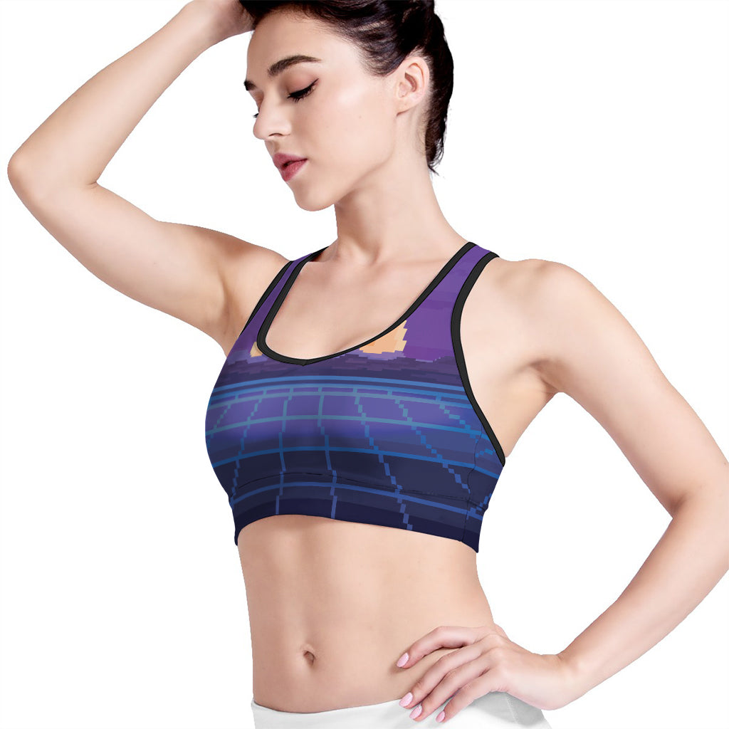 8-Bit Pixel Digital Landscape Print Women's Sports Bra