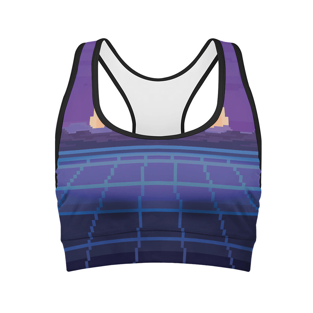 8-Bit Pixel Digital Landscape Print Women's Sports Bra