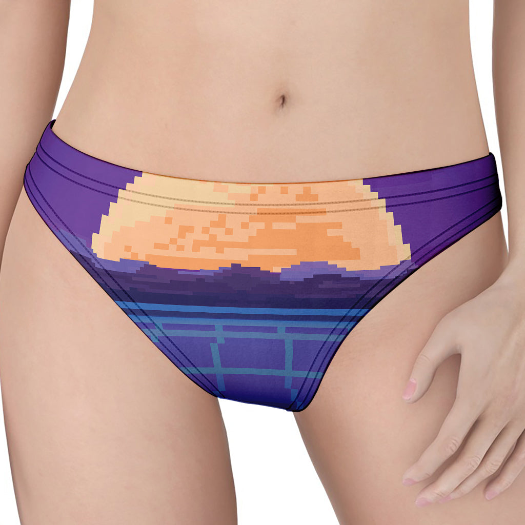 8-Bit Pixel Digital Landscape Print Women's Thong