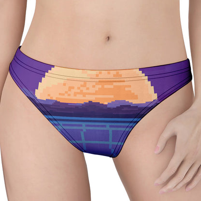 8-Bit Pixel Digital Landscape Print Women's Thong