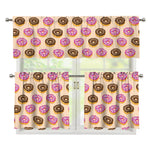 8-Bit Pixel Donut Print 3 Piece Kitchen Curtains