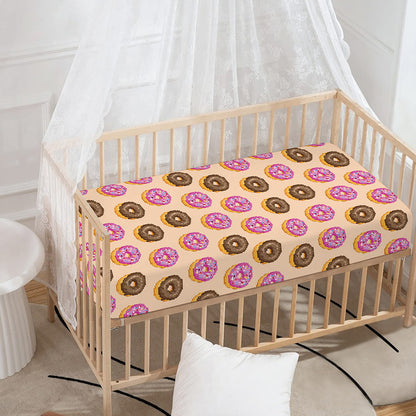 8-Bit Pixel Donut Print Baby Crib Sheet