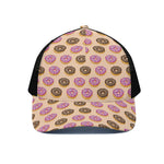 8-Bit Pixel Donut Print Black Mesh Trucker Cap
