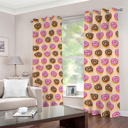 8-Bit Pixel Donut Print Blackout Grommet Curtains