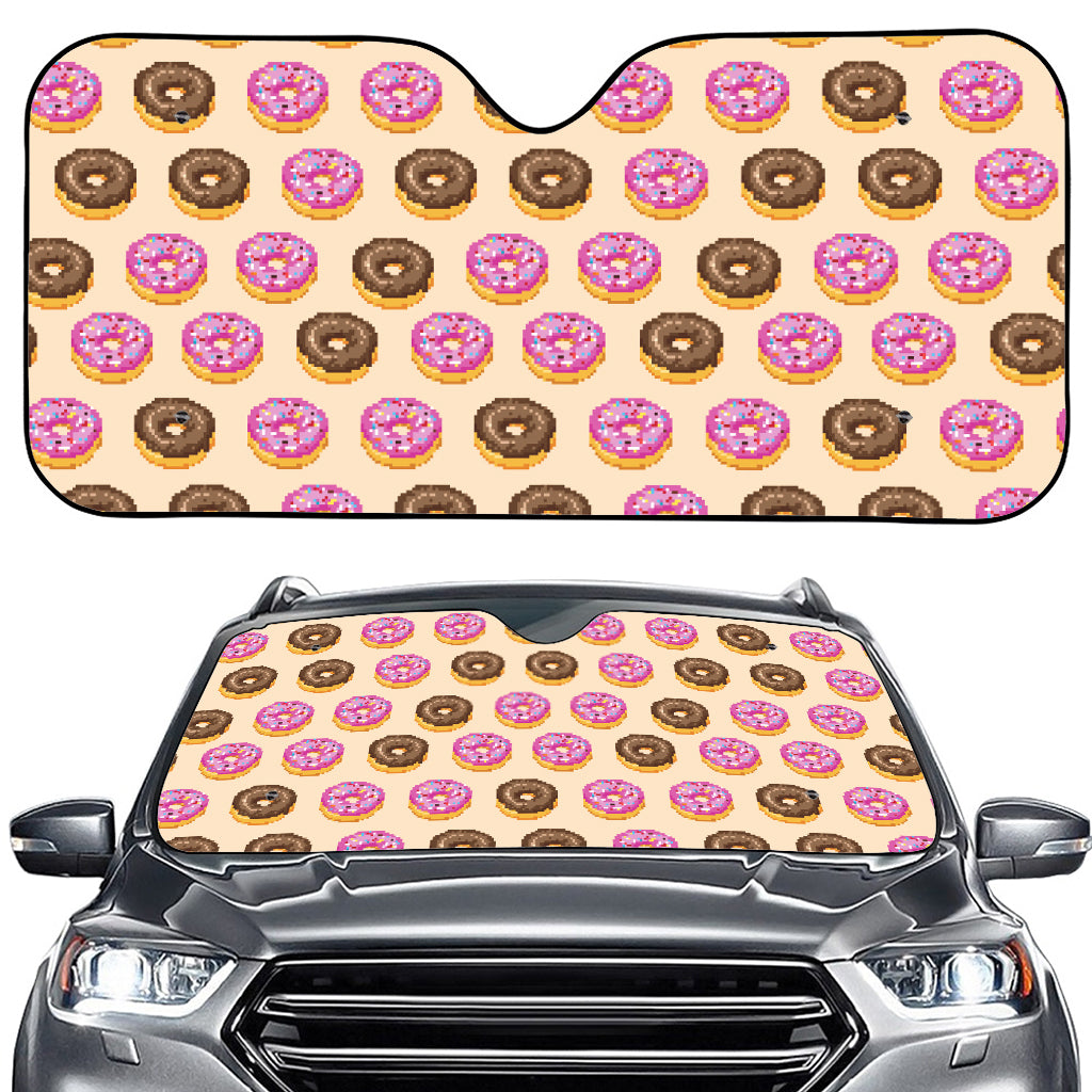 8-Bit Pixel Donut Print Car Windshield Sun Shade