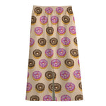 8-Bit Pixel Donut Print Cotton Front Slit Maxi Skirt