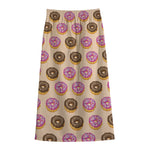 8-Bit Pixel Donut Print Cotton Front Slit Maxi Skirt