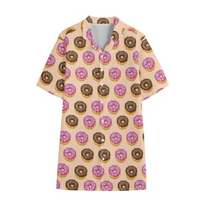 8-Bit Pixel Donut Print Cotton Hawaiian Shirt