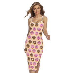 8-Bit Pixel Donut Print Cross Back Cami Dress