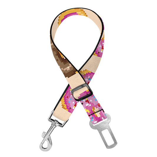 8-Bit Pixel Donut Print Dog Seat Belt