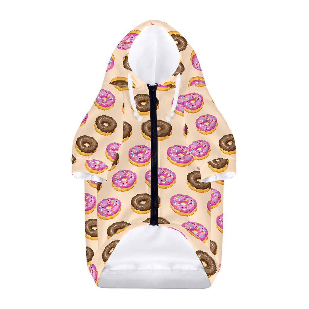 8-Bit Pixel Donut Print Dog Zip Up Hoodie