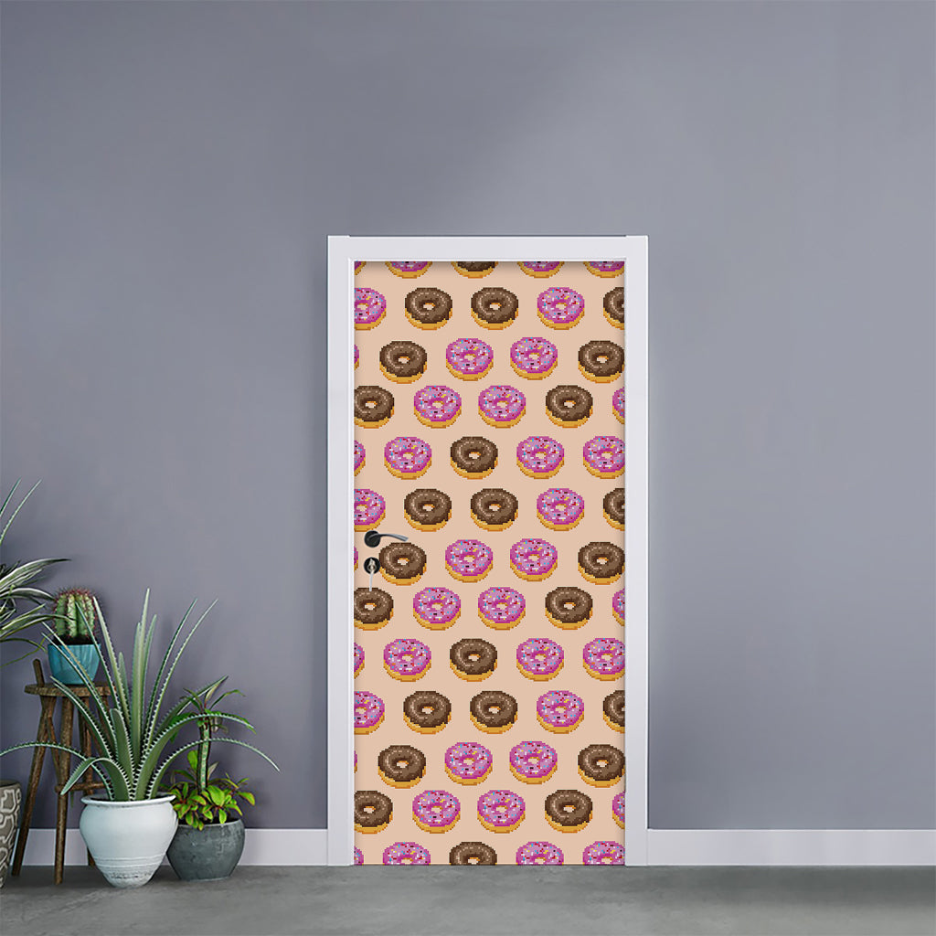 8-Bit Pixel Donut Print Door Sticker