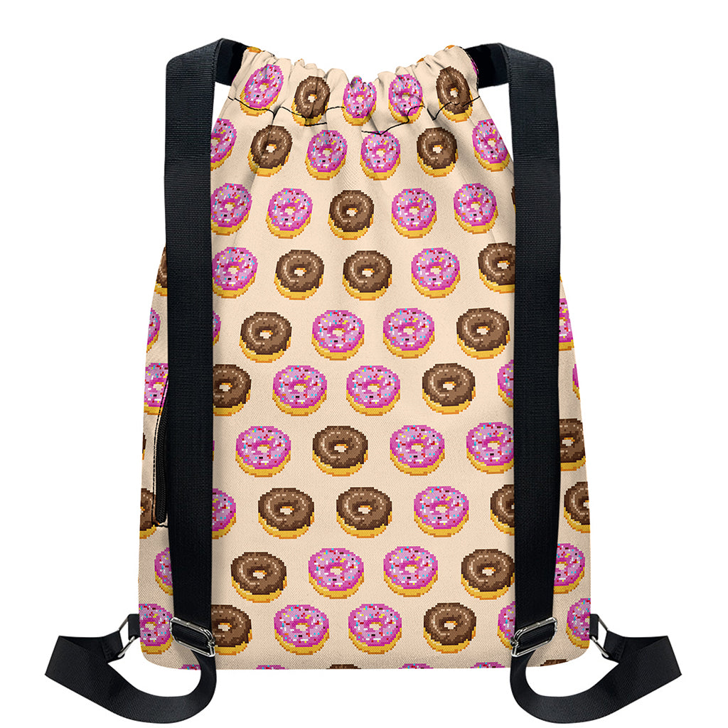 8-Bit Pixel Donut Print Drawstring Backpack