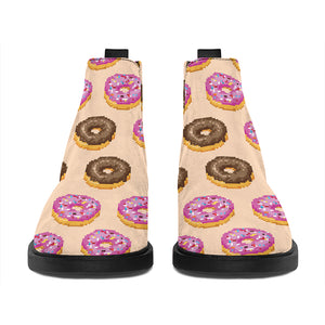 8-Bit Pixel Donut Print Flat Ankle Boots