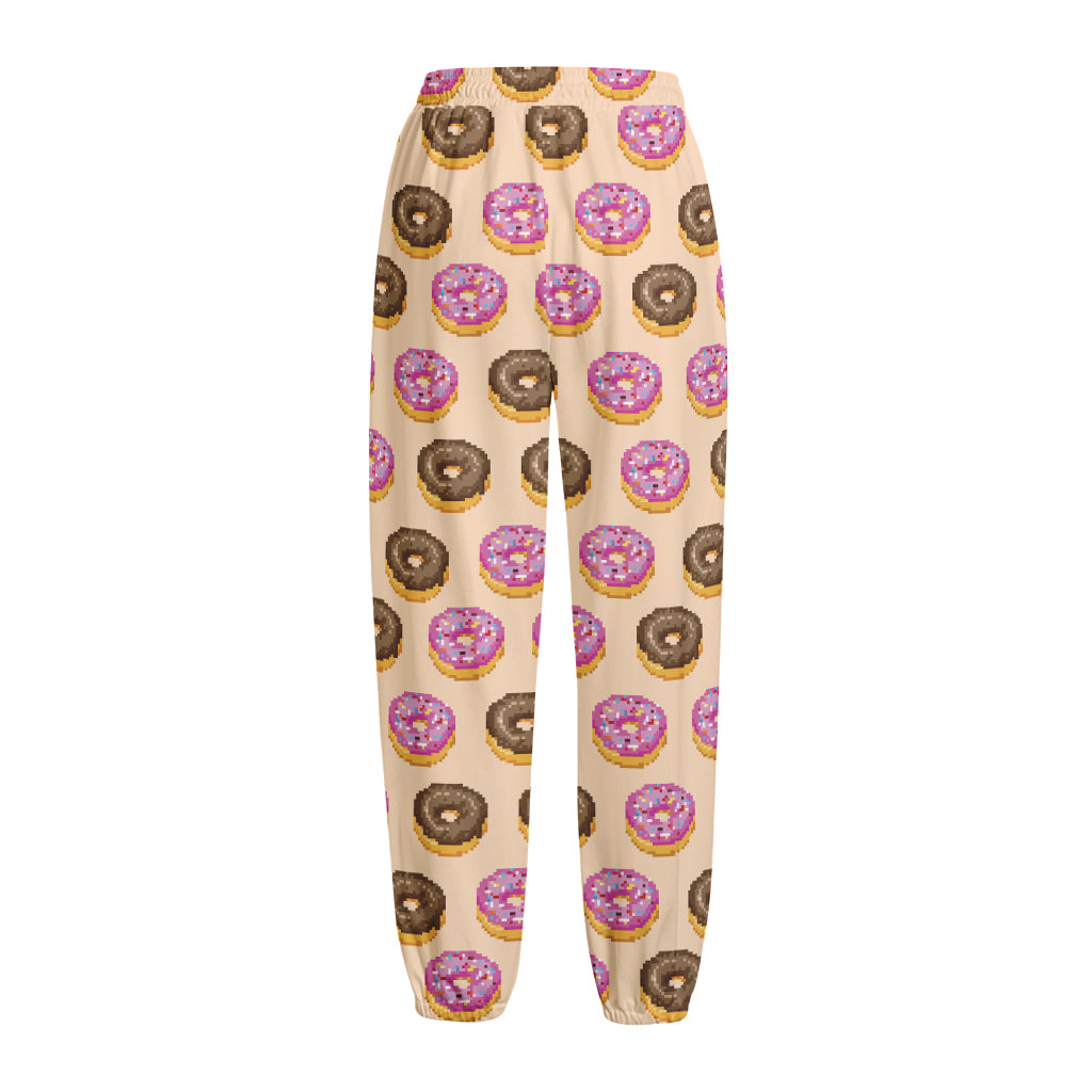 8-Bit Pixel Donut Print Fleece Lined Knit Pants