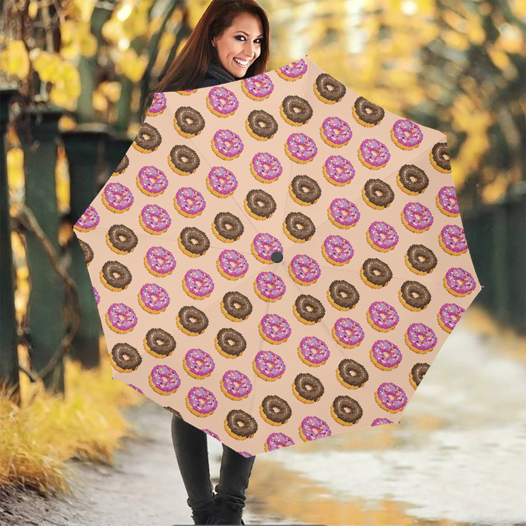 8-Bit Pixel Donut Print Foldable Umbrella