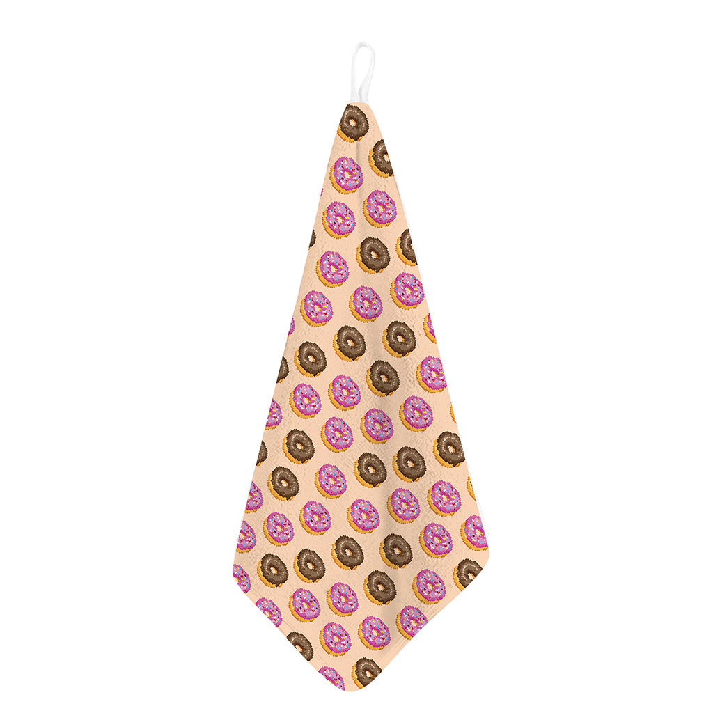 8-Bit Pixel Donut Print Hand Towel