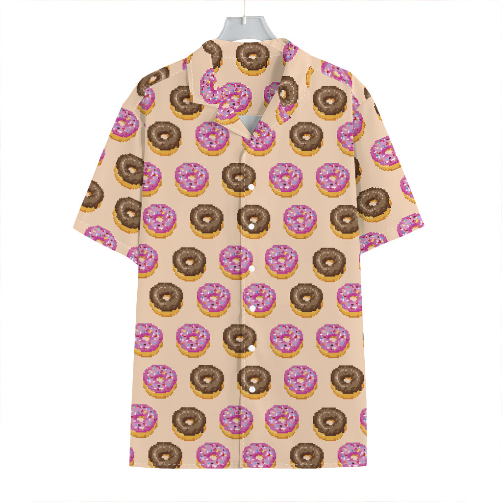 8-Bit Pixel Donut Print Hawaiian Shirt