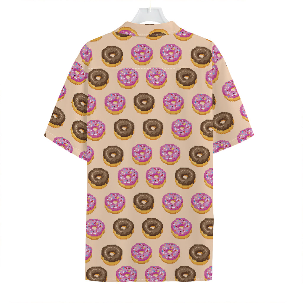 8-Bit Pixel Donut Print Hawaiian Shirt