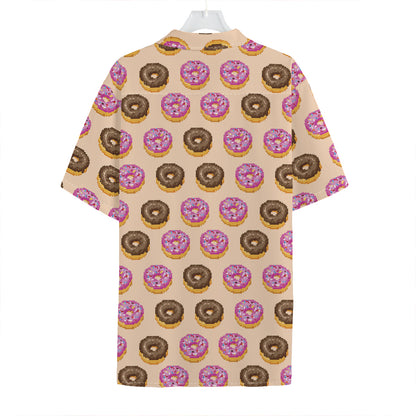 8-Bit Pixel Donut Print Hawaiian Shirt