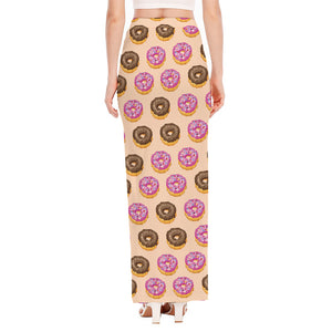 8-Bit Pixel Donut Print High Slit Maxi Skirt