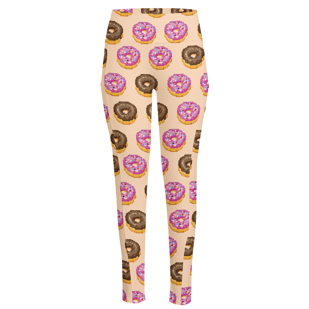 8-Bit Pixel Donut Print High-Waisted Pocket Leggings