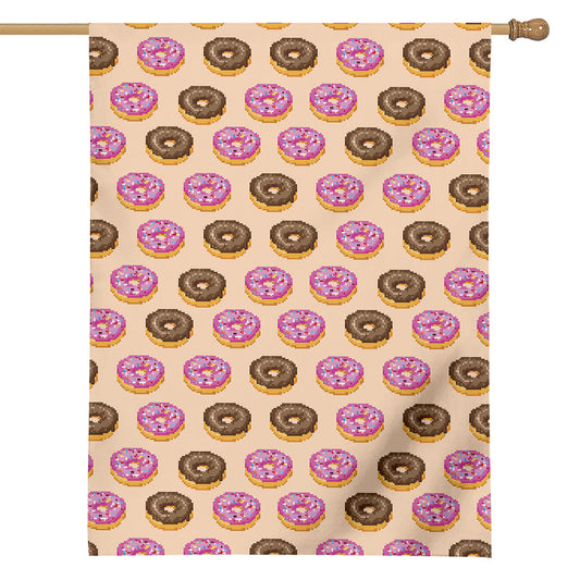 8-Bit Pixel Donut Print House Flag
