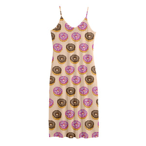 8-Bit Pixel Donut Print Jersey Midi Cami Dress