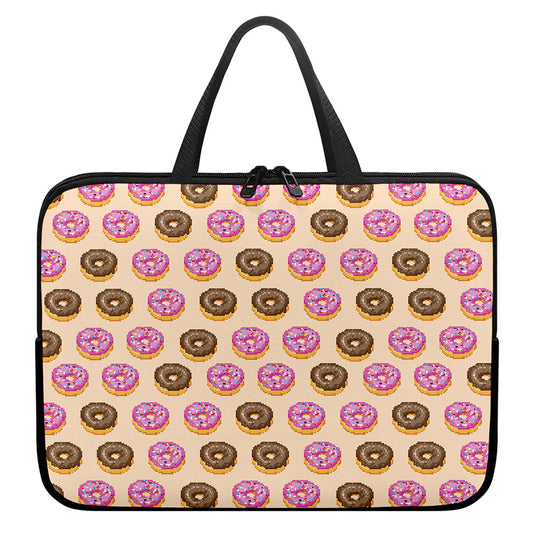 8-Bit Pixel Donut Print Laptop Sleeve With Handle