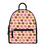 8-Bit Pixel Donut Print Leather Backpack