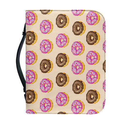 8-Bit Pixel Donut Print Leather Bible Cover