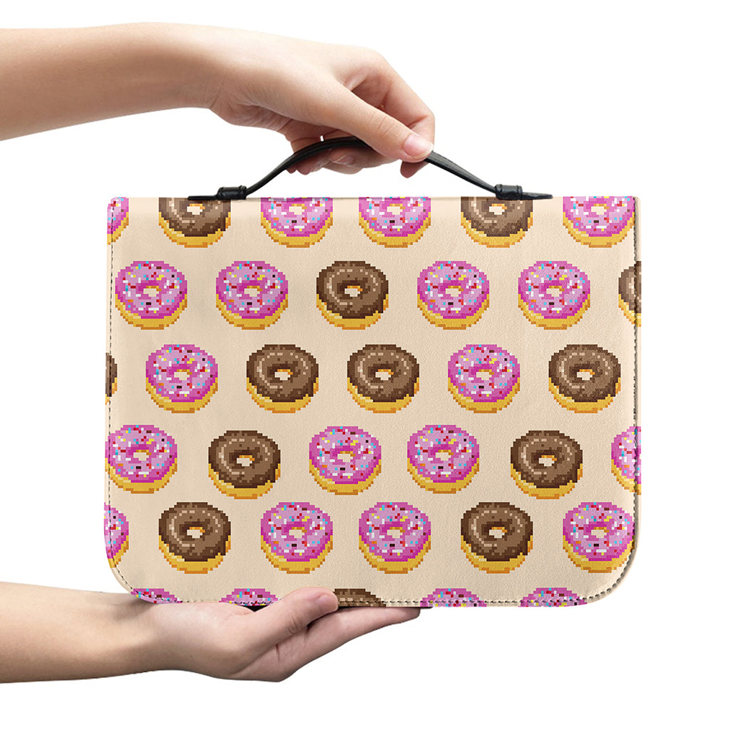 8-Bit Pixel Donut Print Leather Bible Cover