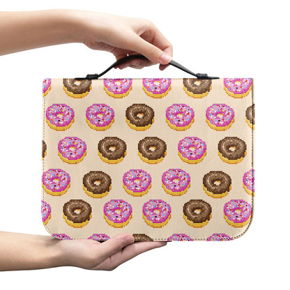 8-Bit Pixel Donut Print Leather Bible Cover