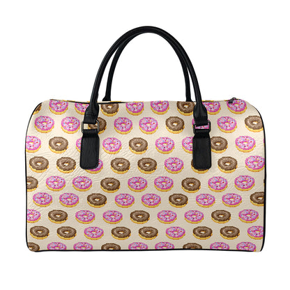 8-Bit Pixel Donut Print Leather Duffle Bag