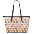 8-Bit Pixel Donut Print Leather Tote Bag With Zipper