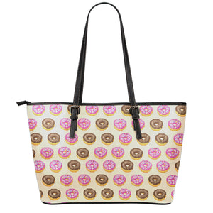 8-Bit Pixel Donut Print Leather Tote Bag