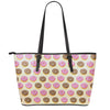 8-Bit Pixel Donut Print Leather Tote Bag