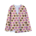 8-Bit Pixel Donut Print Long Sleeve Short Coat