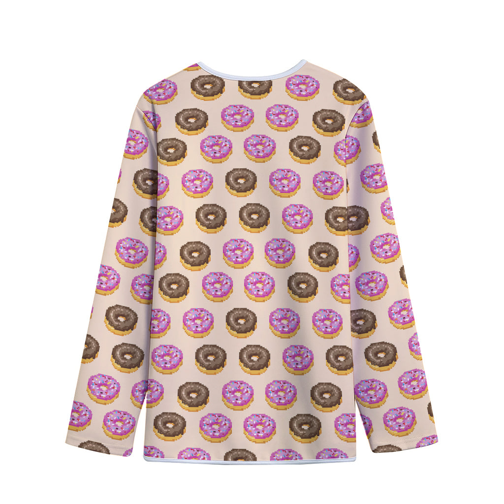 8-Bit Pixel Donut Print Long Sleeve Short Coat